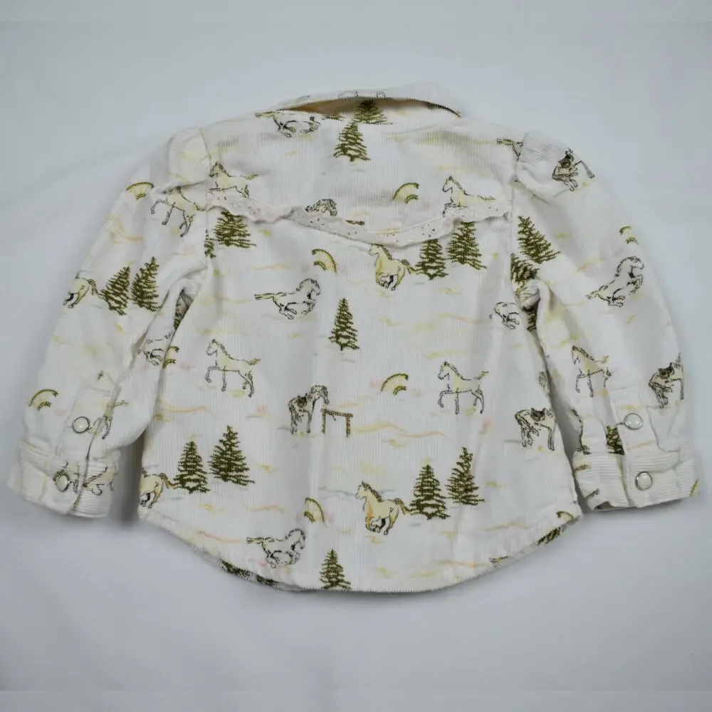 Gymboree Girls 12-18 Month Corduroy Horse Shirt Long Sleeve Western Cowgirl Top